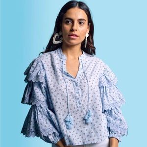 BNWT! The Shirt by Rochelle Behrens Tiered Top in Sky Blue